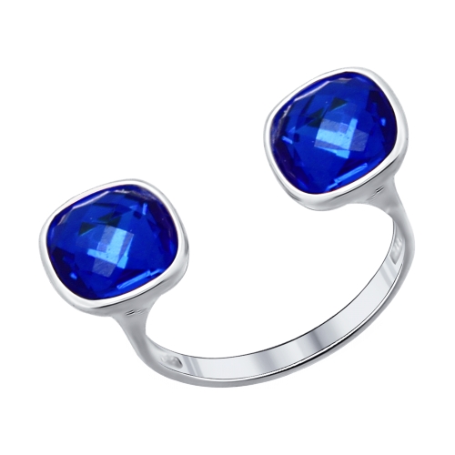 Кольцо из серебра с кристаллами swarovski фото синий цвет
