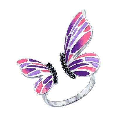 Кольцо из серебра «Бабочка» с эмалью
