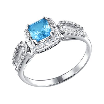 Серебряное кольцо с топазом blue sky