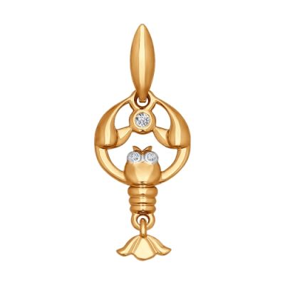 Золотая подвеска со знаком зодиака «Рак»