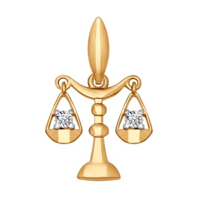 Золотая подвеска со знаком зодиака «Весы»