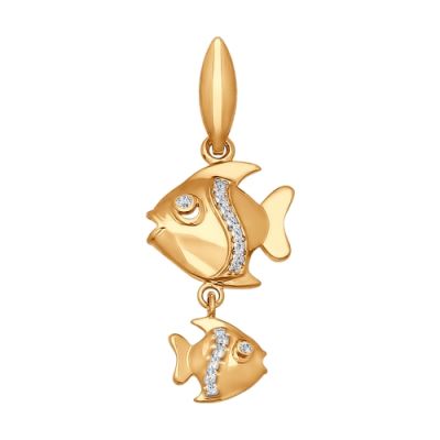 Золотая подвеска со знаком зодиака «Рыбы»