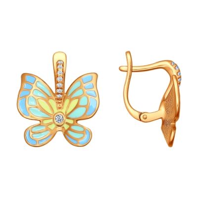 Серьги с эмалью «Бабочки»