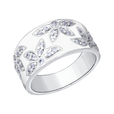 Серебряное кольцо с белой эмалью