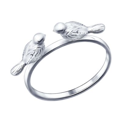 Серебряное кольцо с двумя птичками