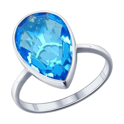 Серебряное кольцо с голубой вставкой