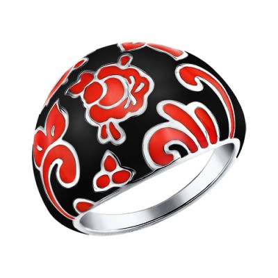 Кольцо с чёрно-красной эмалью
