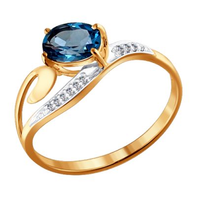 Кольцо из золота с топазом london blue