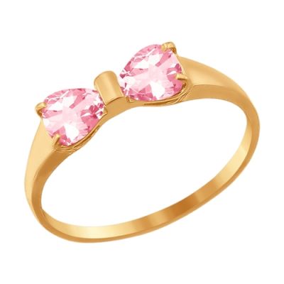 Кольцо из золота «Розовый бантик»