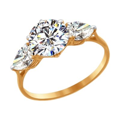 Золотое кольцо с крупными swarovski zirconia
