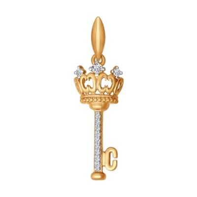 Золотая подвеска в форме ключика «Корона»