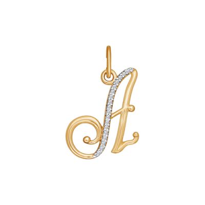Подвеска-буква из золота с фианитами «А»