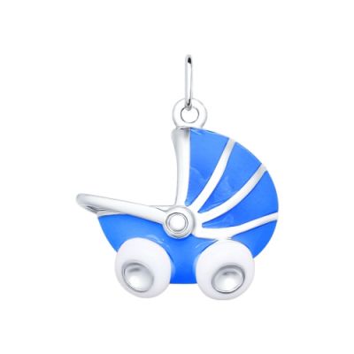 Подвеска «Голубая коляска» из серебра