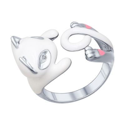 Серебряное кольцо в виде кошки