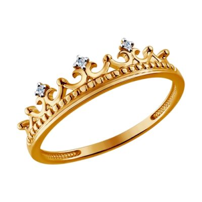 Кольцо-корона с тремя бриллиантами