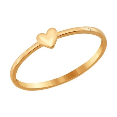 Тонкое кольцо «Сердечко» из золота