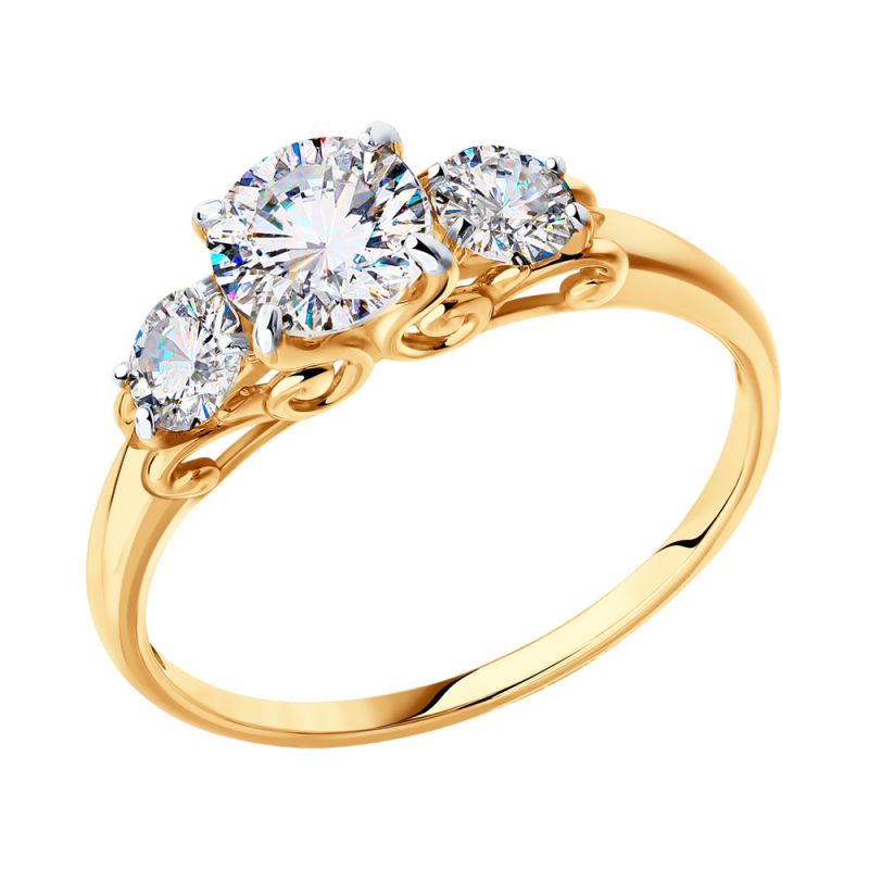 Золотое кольцо со swarovski огранки «Граф Орлов» фото
