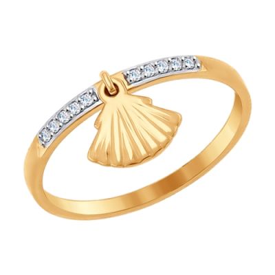 Тонкое золотое кольцо «Жемчужина моря»