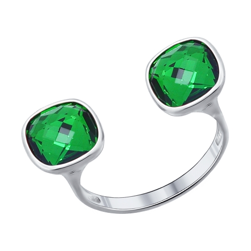 Кольцо с зелёными кристаллами swarovski фото