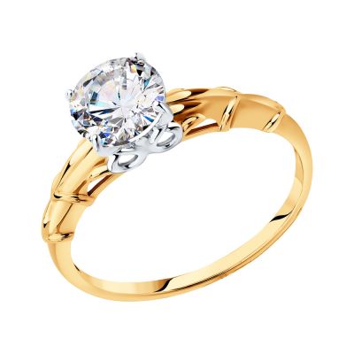 Утончённое кольцо из красного золота со swarovski