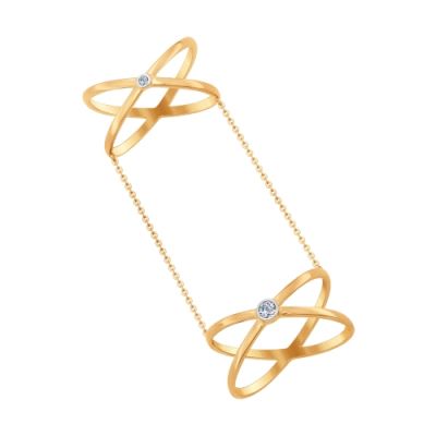 Золотое кольцо «Пересечение» на две фаланги