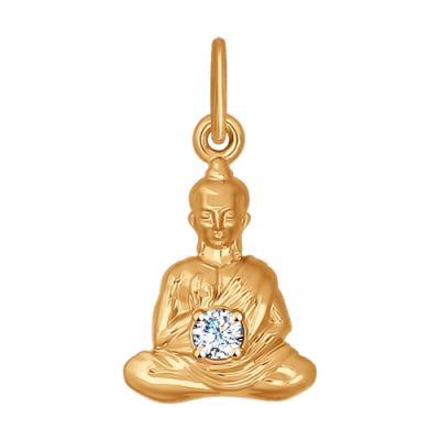 Золотая подвеска с фианитом «Будда»