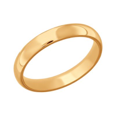 Гладкое обручальное кольцо из золота 4мм