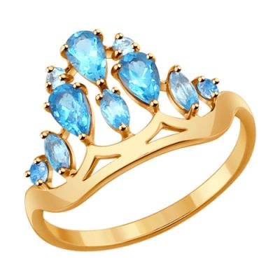 Кольцо-корона из золота с топазами