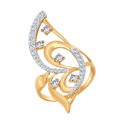 Золотое кольцо с фианитами «Бабочка»