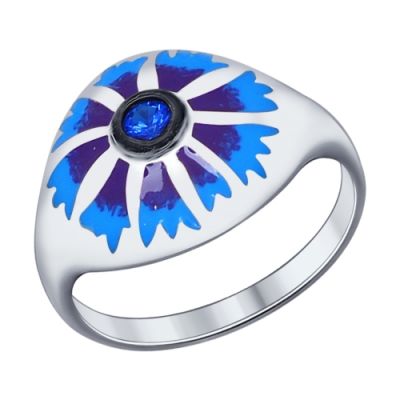 Серебряное кольцо «Василёк»