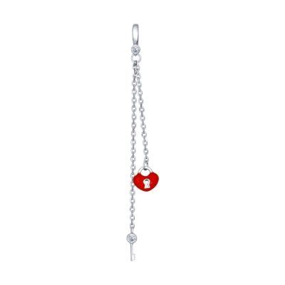 Подвеска из серебра с цепочками «Сердечко с ключом»