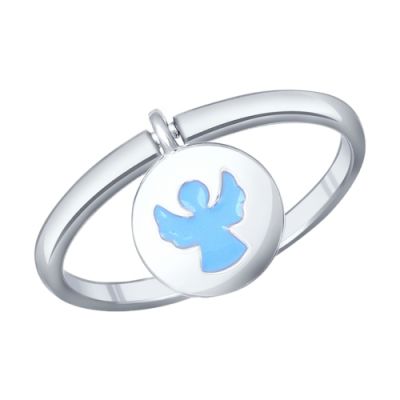 Кольцо «Ангелок» с голубой эмалью