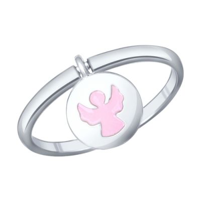Кольцо «Ангелок» с розовой эмалью