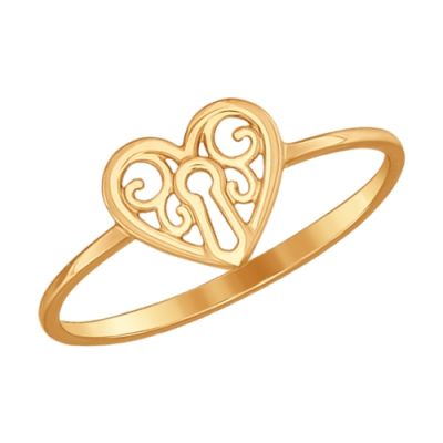 Кольцо из красного золота «Ажурное сердечко»