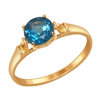 Кольцо из золота с круглым топазом london blue