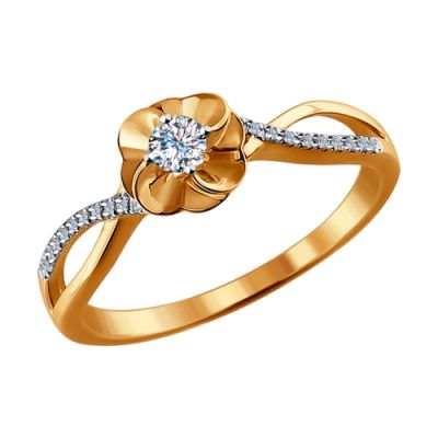 Золотое кольцо «Цветок» с бриллиантами