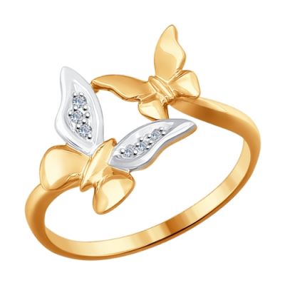 Золотое кольцо «Бабочки» с бриллиантами