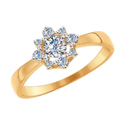 Золотое помолвочное кольцо со Swarovski Zirconia