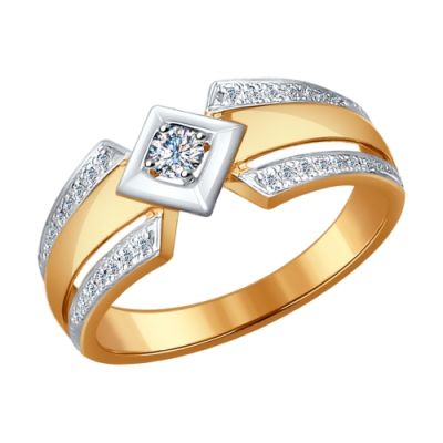 Золотое кольцо с бриллиантами «Квадрат»
