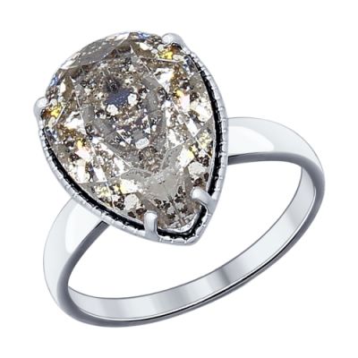 Серебряное кольцо с крупным кристаллом Swarovski