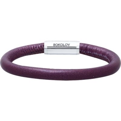 Кожаный браслет фиолетового цвета