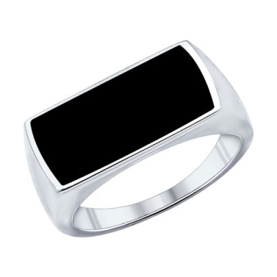 Мужское кольцо из серебра с чёрной эмалью
