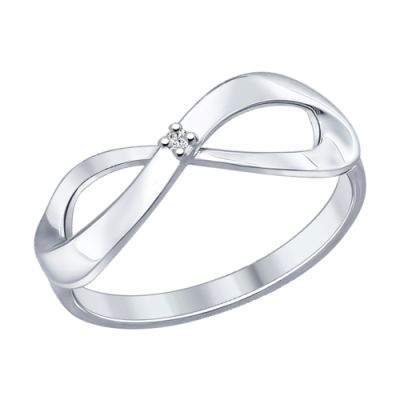 Серебряное кольцо «Бесконечность» с бриллиантом