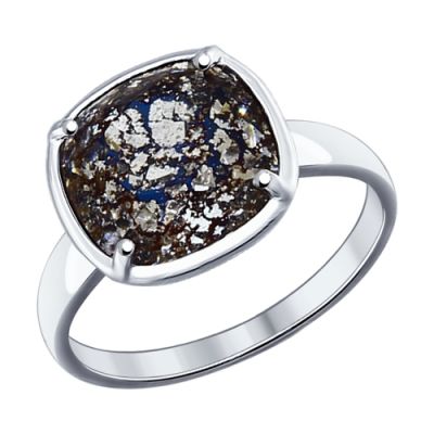 Серебряное кольцо с квадратным кристаллом  Swarovski