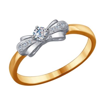 Золотое помолвочное кольцо «Бантик» с бриллиантами