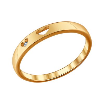 Помолвочное кольцо «Сердечки» с золочением