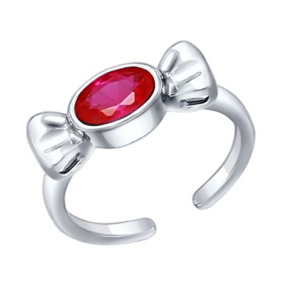 Серебряное кольцо с красным фианитом «Конфетка»