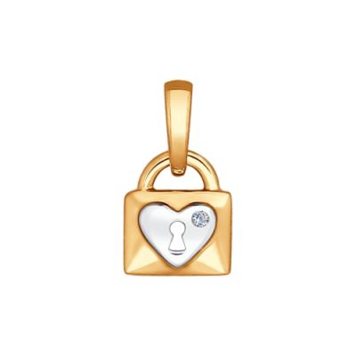 Золотая подвеска «Замочек» с бриллиантом