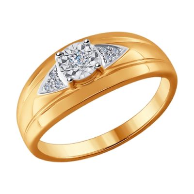 Кольцо из красного и белого золота с бриллиантами