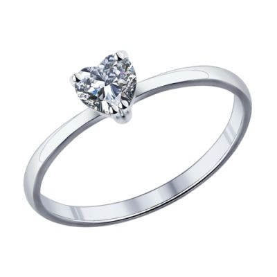 Серебряное кольцо с фианитом «Сердце»